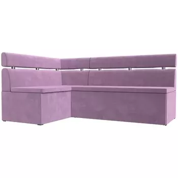 Кухонный угловой диван Классик левый угол (Микровельвет/Фиолетовый) Лига Диванов 117989L
