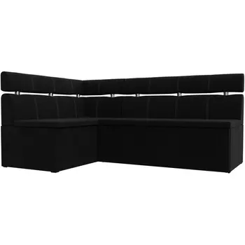 Кухонный угловой диван Классик левый угол (Микровельвет/Черный) Лига Диванов 117991L