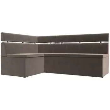 Кухонный угловой диван Классик левый угол (Велюр/Коричневый) Лига Диванов 117979L