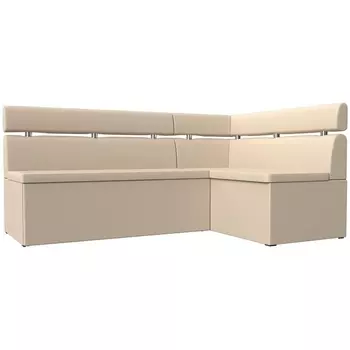 Кухонный угловой диван Классик правый угол (Экокожа/Бежевый) Лига Диванов 117999