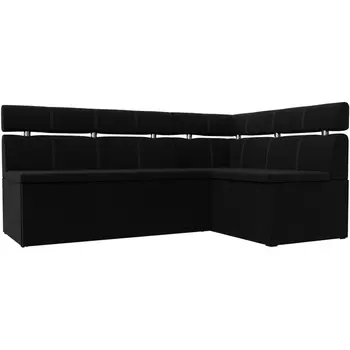 Кухонный угловой диван Классик правый угол (Микровельвет/Черный) Лига Диванов 117991