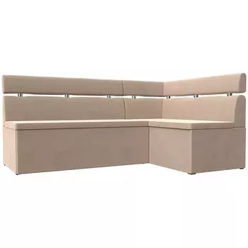 Кухонный угловой диван Классик правый угол (Велюр/Бежевый) Лига Диванов 117971