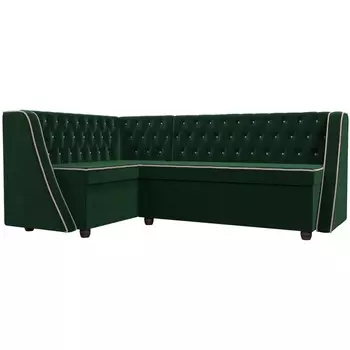 Кухонный угловой диван Лофт левый (велюр зеленый, кант велюр бежевый) Лига Диванов 104588L