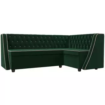 Кухонный угловой диван Лофт правый (велюр зеленый, кант велюр бежевый) Лига Диванов 104588