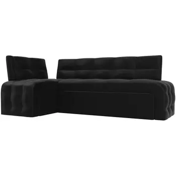 Кухонный угловой диван Люксор левый (экокожа черная) Лига Диванов 28599L