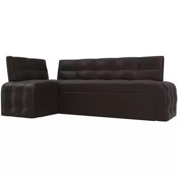 Кухонный угловой диван Люксор левый (экокожа коричневая) Лига Диванов 28596L