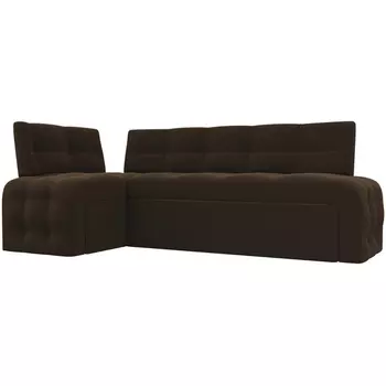 Кухонный угловой диван Люксор левый (микровельвет коричневый) Лига Диванов 28603L