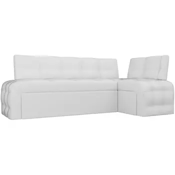 Кухонный угловой диван Люксор правый (экокожа белая) Лига Диванов 28595