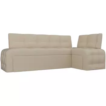 Кухонный угловой диван Люксор правый (экокожа бежевая) Лига Диванов 28592