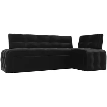 Кухонный угловой диван Люксор правый (экокожа черная) Лига Диванов 28599