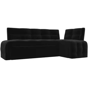 Кухонный угловой диван Люксор правый (микровельвет черный) Лига Диванов 28601