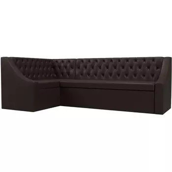 Кухонный угловой диван Мерлин левый (экокожа коричневая) Лига Диванов 100460L