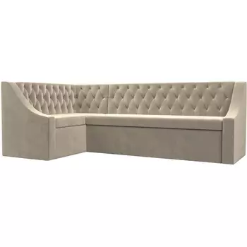 Кухонный угловой диван Мерлин левый (микровельвет бежевый) Лига Диванов 100450L