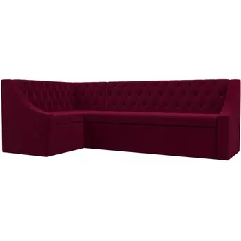 Кухонный угловой диван Мерлин левый (микровельвет бордовый) Лига Диванов 109417L