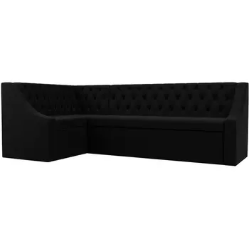 Кухонный угловой диван Мерлин левый (микровельвет черный) Лига Диванов 100454L