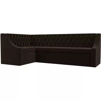 Кухонный угловой диван Мерлин левый (микровельвет коричневый) Лига Диванов 100452L