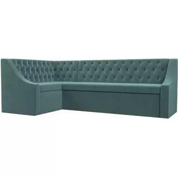 Кухонный угловой диван Мерлин левый (Велюр бирюзовый) Лига Диванов 109425L