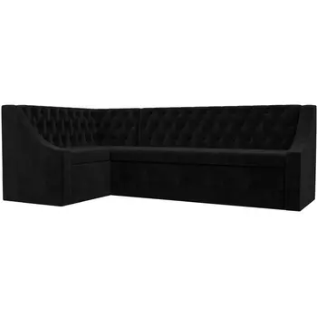 Кухонный угловой диван Мерлин левый (велюр черный) Лига Диванов 109429L