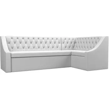 Кухонный угловой диван Мерлин правый (экокожа белая) Лига Диванов 100459