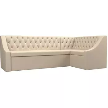 Кухонный угловой диван Мерлин правый (экокожа бежевая) Лига Диванов 100458