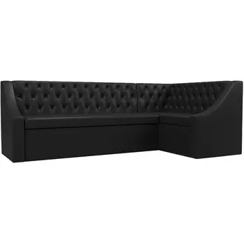 Кухонный угловой диван Мерлин правый (экокожа черная) Лига Диванов 100461