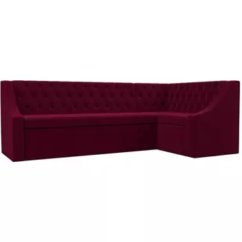 Кухонный угловой диван Мерлин правый (микровельвет бордовый) Лига Диванов 109417