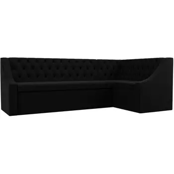 Кухонный угловой диван Мерлин правый (микровельвет черный) Лига Диванов 100454