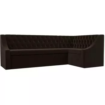 Кухонный угловой диван Мерлин правый (микровельвет коричневый) Лига Диванов 100452