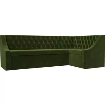 Кухонный угловой диван Мерлин правый (микровельвет зеленый) Лига Диванов 100451