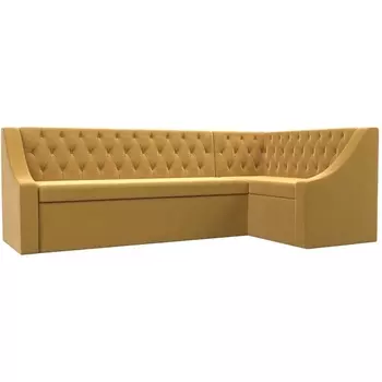Кухонный угловой диван Мерлин правый (микровельвет желтый) Лига Диванов 109418