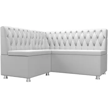 Кухонный угловой диван Мирта левый (экокожа белая) Лига Диванов 107606L