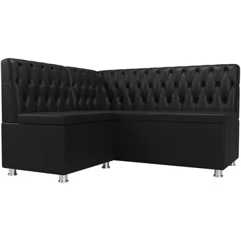 Кухонный угловой диван Мирта левый (экокожа черная) Лига Диванов 107608L