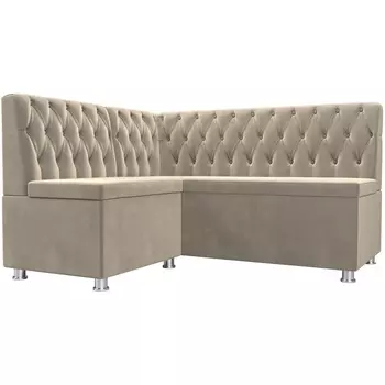 Кухонный угловой диван Мирта левый (микровельвет бежевый) Лига Диванов 107594L