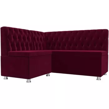 Кухонный угловой диван Мирта левый (микровельвет бордовый) Лига Диванов 109455L