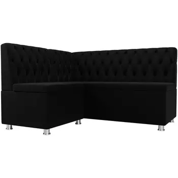 Кухонный угловой диван Мирта левый (микровельвет черный) Лига Диванов 107601L