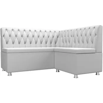 Кухонный угловой диван Мирта правый (экокожа белая) Лига Диванов 107606