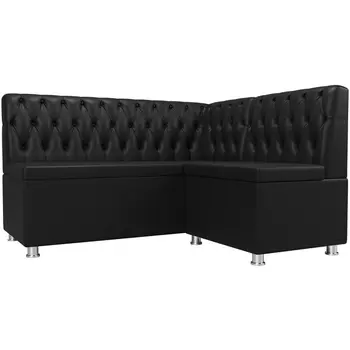 Кухонный угловой диван Мирта правый (экокожа черная) Лига Диванов 107608