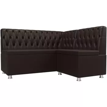 Кухонный угловой диван Мирта правый (экокожа коричневая) Лига Диванов 107607