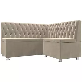 Кухонный угловой диван Мирта правый (микровельвет бежевый) Лига Диванов 107594