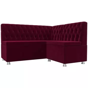 Кухонный угловой диван Мирта правый (микровельвет бордовый) Лига Диванов 109455