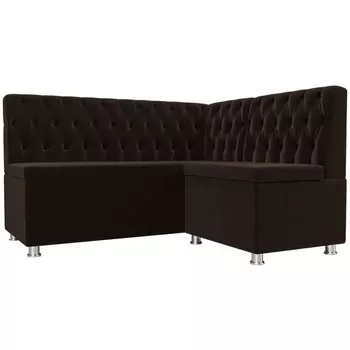 Кухонный угловой диван Мирта правый (микровельвет коричневый) Лига Диванов 107598