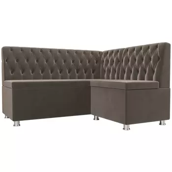 Кухонный угловой диван Мирта правый (велюр коричневый) Лига Диванов 107590