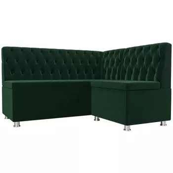 Кухонный угловой диван Мирта правый (велюр зеленый) Лига Диванов 107589