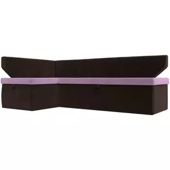 Кухонный угловой диван Омура левый (основа микровельвет сиреневый, компаньон микровельвет коричневый) Лига Диванов 113225L