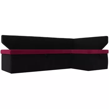 Кухонный угловой диван Омура правый (основа микровельвет бордовый, компаньон микровельвет черный) Лига Диванов 113216