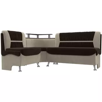 Кухонный угловой диван Сидней левый (основа микровельвет коричневый, компаньон микровельвет бежевый) Лига Диванов 107381L