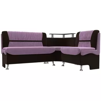 Кухонный угловой диван Сидней правый (основа микровельвет сиреневый, компаньон микровельвет коричневый) Лига Диванов 109457