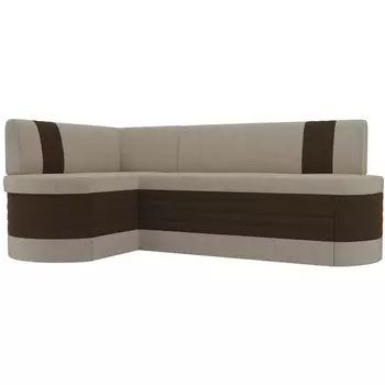 Кухонный угловой диван Токио левый (основа микровельвет бежевый, компаньон микровельвет коричневый) Лига Диванов 28653L
