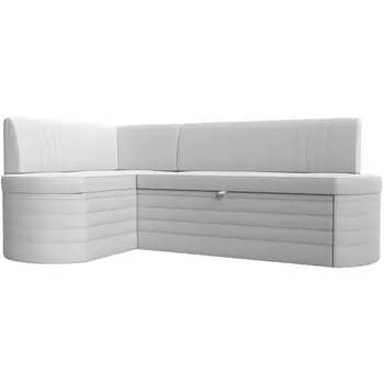 Кухонный угловой диван Токио левый угол (Экокожа/Белый) Лига Диванов 119446L