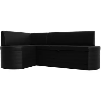 Кухонный угловой диван Токио левый угол (Экокожа/Черный) Лига Диванов 119447L